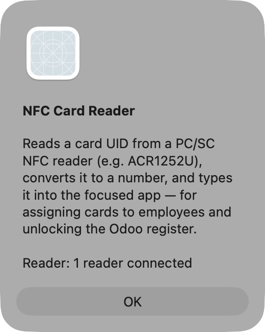 Built for badge-tap sign-in at the Odoo register