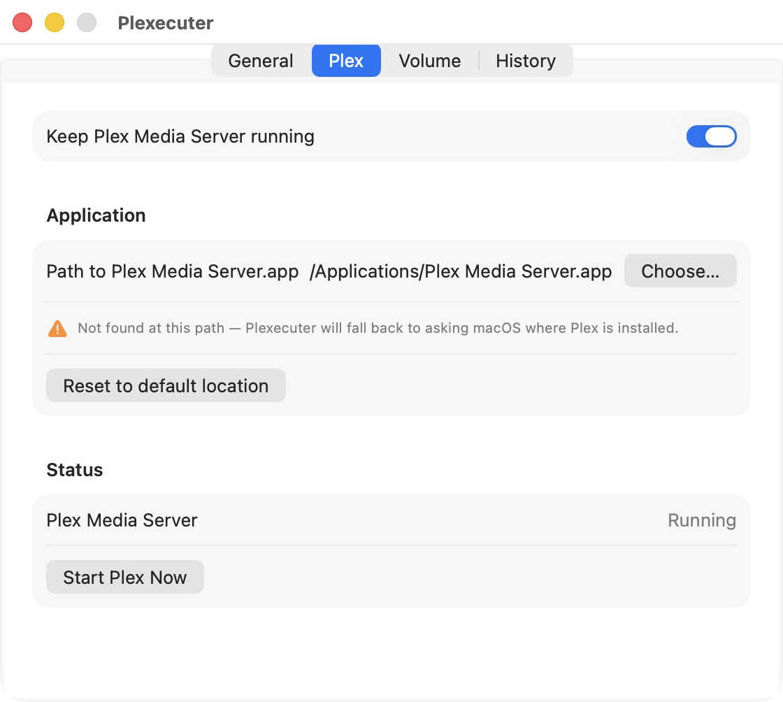 Plex: keep it running, with automatic fallback if the app moves