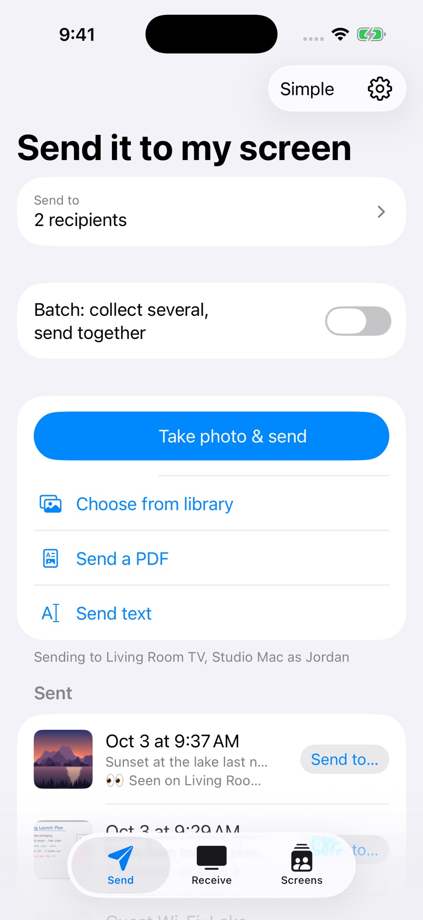 Send photos, PDFs or text, and see when each one is seen